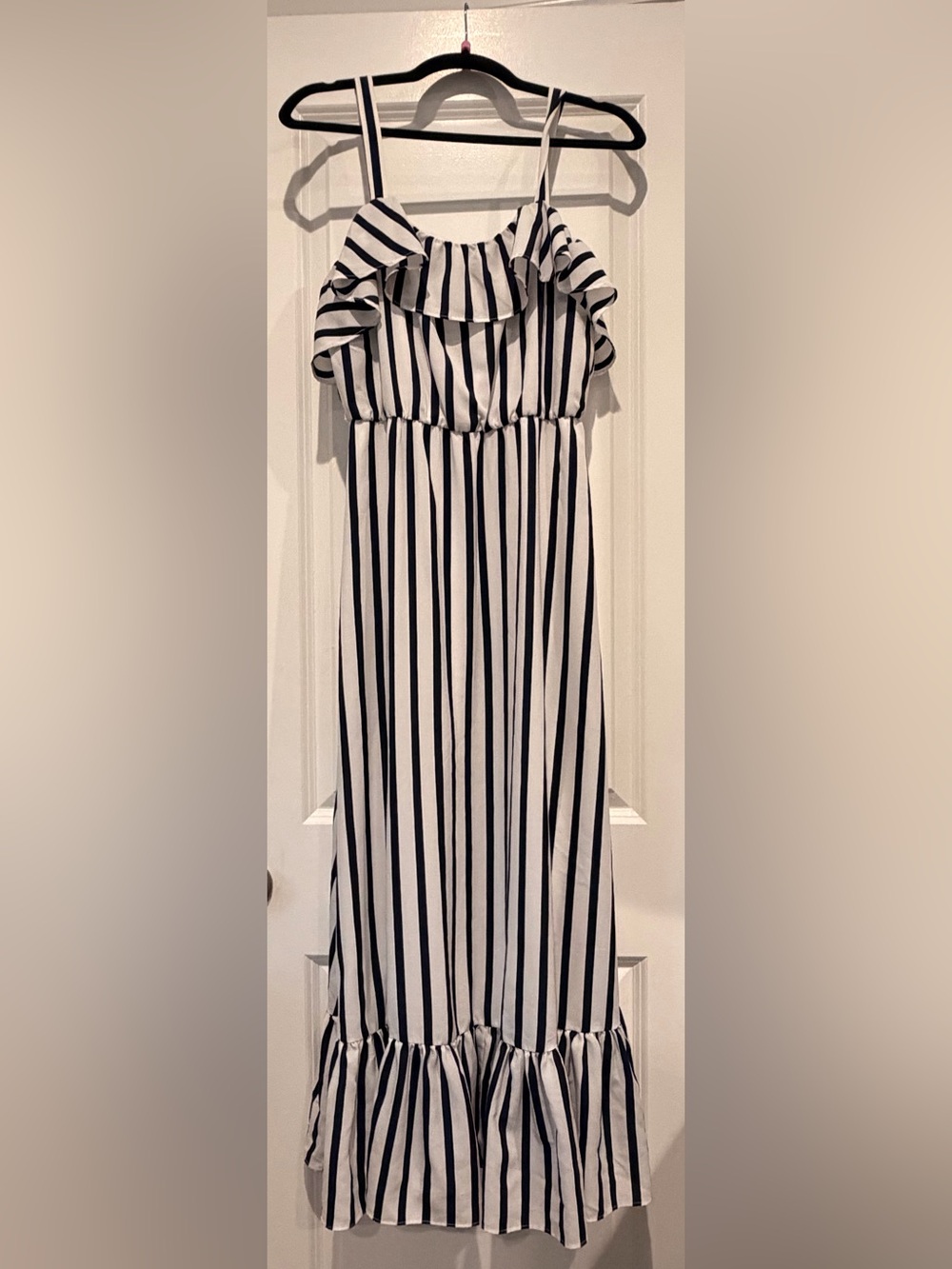 Betsey Johnson Striped Ruffled Maxi Dress Sz:8